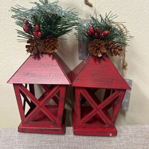 Red Lanterns with Pine Accents